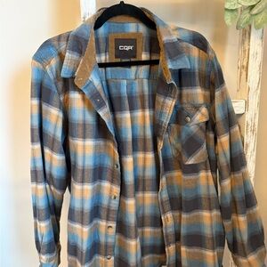 CQR Blue & Tan Plaid Flannel Shirt
